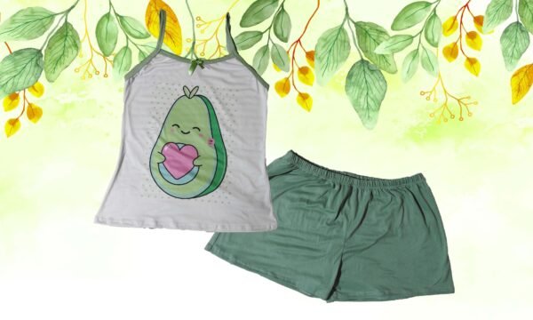 Pijama verde de tiritas, ref. Aguacate lovers. Talla M